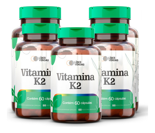 Vitamina K2 C/ 60 Cápsulas Kit 5 Potes