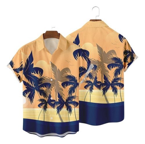 Camisa Casual De Manga Corta Estilo Hawaiano Para Caballero