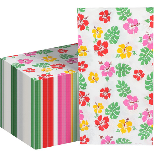 100 Servilletas Florales De Hibisco, Servilletas Desechables