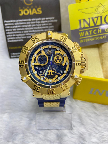 Relógio Subaqua Skeleton Noma 3 18527 Banhado Ouro Completo