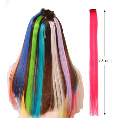 Extensiones Clip Mechas Mechones Cabello Colores X 8 Unid 