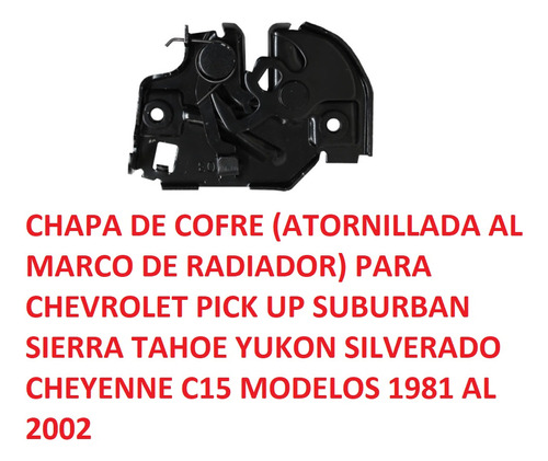 Chapa De Cofre Chevrolet C10 C15 1986 1987 1988 1989 1990