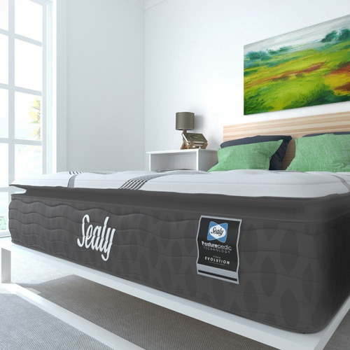 Colchon Sealy Fritz Matrimonial + Box Gris Linato