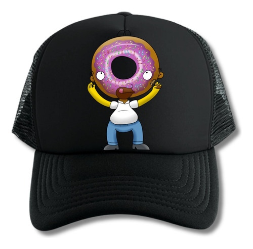 Gorra Trucker Homero Simpson Donut Head  Black And White