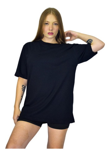 Remera Manga Corta Mujer Oversize Lisa Algodon Premium