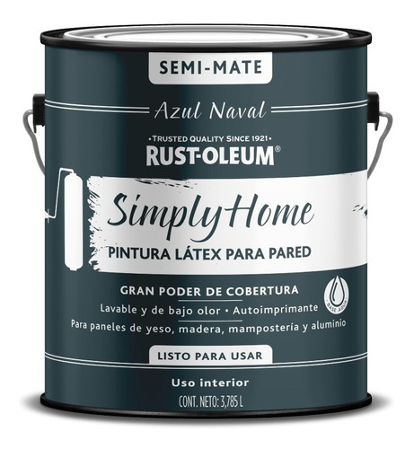Pintura Lavable Latex Semi Mate Azul Naval Simply Home