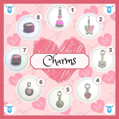 Imagen 2 de 4 de Charms/dijes/pulseras Gama Rosa