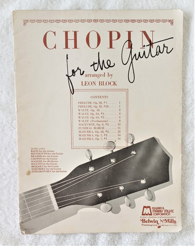 Chopin For The Guitar Partituras Guitarra Clasica (Usado)