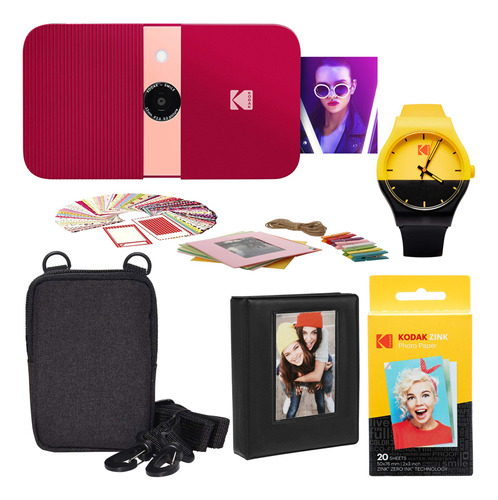 Kodak Smile Instant Print Camara Digital Rojo Kit Album Foto