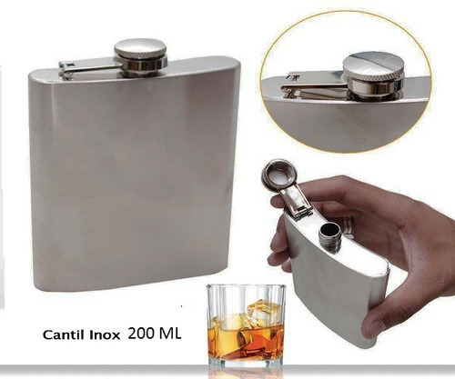 Cantil Porta Bebida De Bolso 200ml Inox - Whisky Vodka s/d