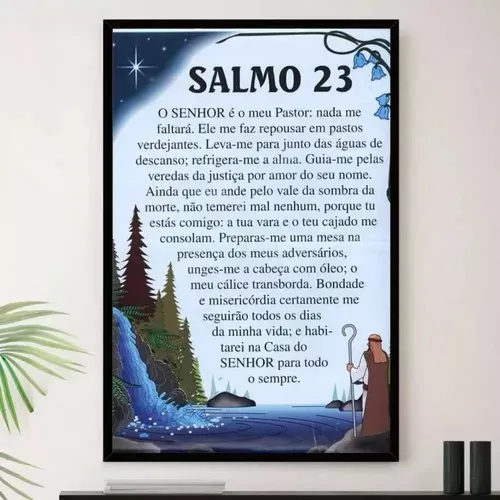 Quadro Religioso Salmo 91 Oração Decorativo A3 35x45cm - So Quadro