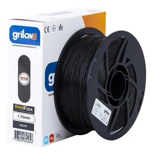 Imagen 1 de 1 de Filamento 3D Simpliflex Grilon3 de 1.75mm y 1kg negro