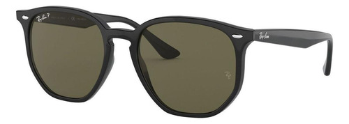 Óculos de sol polarizados Ray-Ban I-Shape RB4306 Standard armação de propionato cor gloss black, lente green de plástico clássica, haste gloss black de propionato