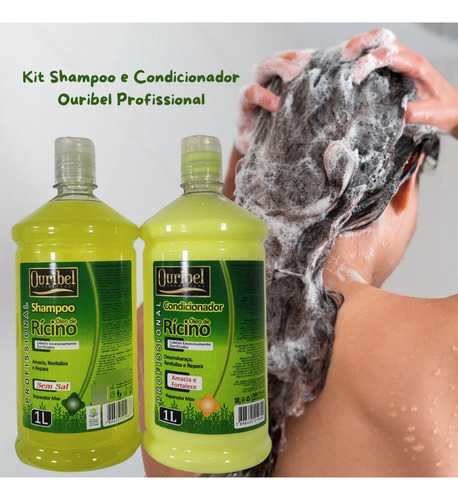 Kit Shampoo E Condicionador Sem Sal Profissional D Rícino 1l