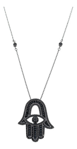 Colar Riviera Hamsa Ródio Negro Zircônias 