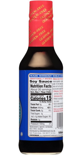 Salsa De Soya Sin Gluten Sin Conservantes Kikkoman 296ml Imp