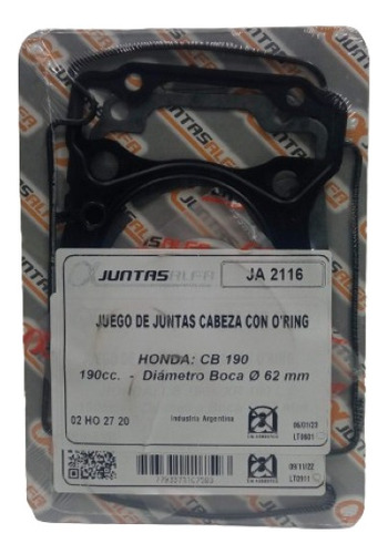 Juntas Motor 1/2 Juego  Honda Cb190 C/o' Ring Moto Evolucion