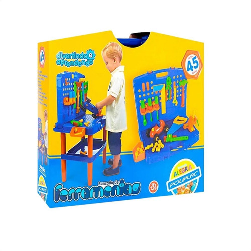 Imagem 10 de 10 de Bancada De Ferramentas Didática Brinquedo Infantil 45 Peças