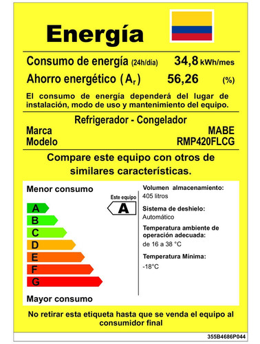 Nevera Mabe No Frost 420 Litros Tipo Grafito - Rmp420flcg