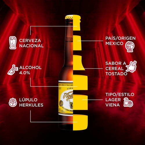 Cerveza Obscura Victoria Cuartito, 12 Botellas De 210ml C/u