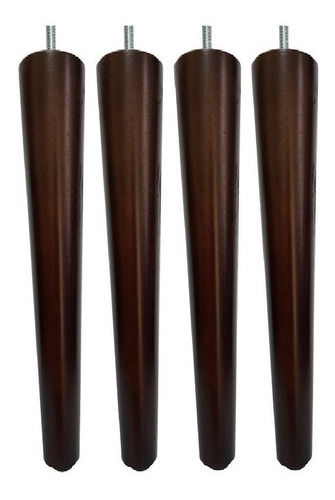 Kit 4 Pé Palito 30cm Amêndoa Puff Sofá Mesa Banco Recamier Cor Imbuia Marrom Escuro
