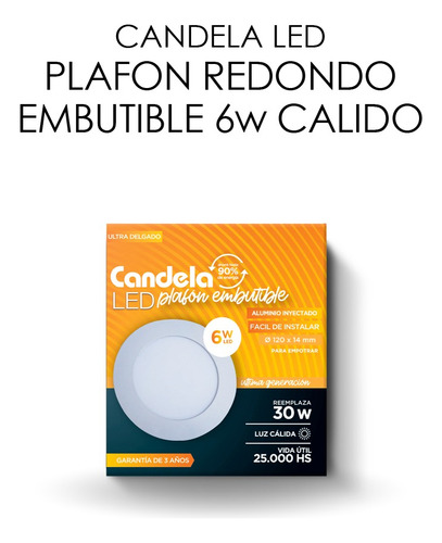 Imagen 3 de 6 de Panel Led De Embutir Redondo 6w