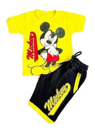 Conjunto Infantil Verão Menino Short +camiseta Mickey Disney