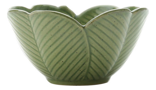 Centro De Mesa Cerâmica Banana Leaf Verde 13x7cm