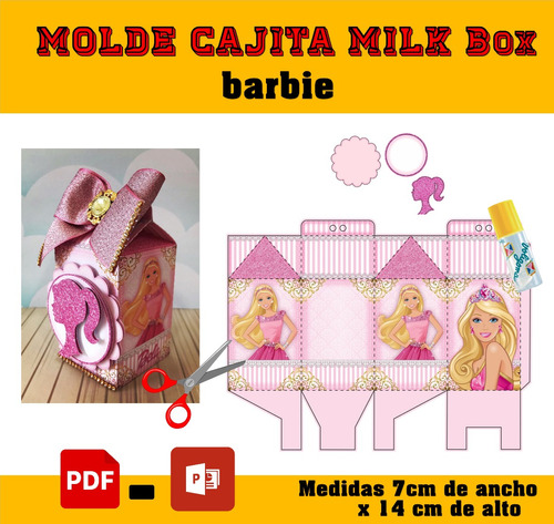 Kit Imprimible Molde Milk Box Barbie