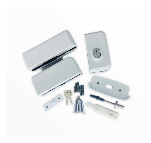 Dobradiça E Fechadura Porta Pivotante Vidro Blindex - Branco