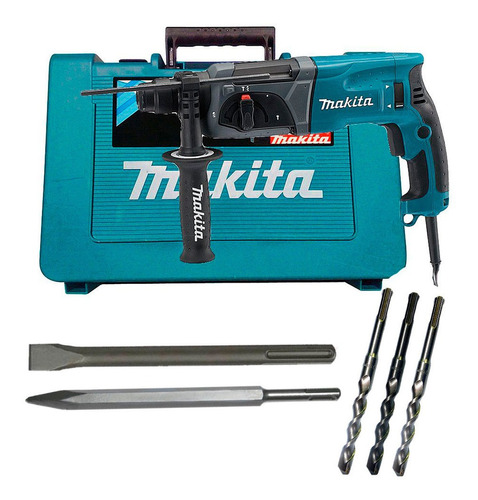 Martelete Combinado Hr 2470 Ponteira+talhadeira+broca Makita Cor Azul 220V