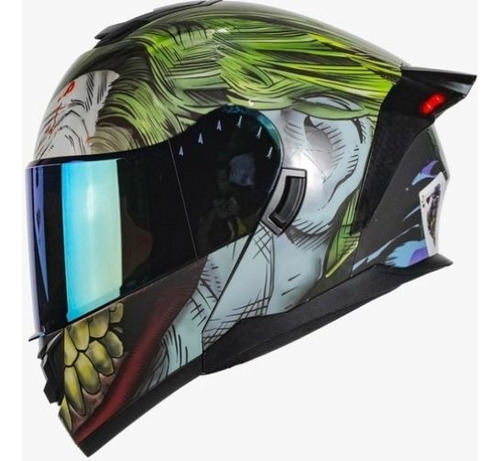 Casco Abatible Kov Joker Guasón Moto Dc Comics Led Lentes S