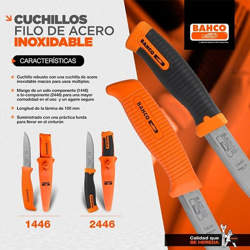 Cuchillo Bahco 2446 Funda Rigida Hoja 10cm Inoxidable
