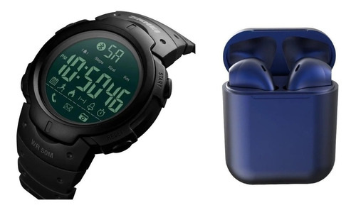 Smartwatch Skmei 1301 Black + Audifonos Bluetooth I12