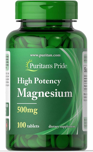Puritans Pride Magnesio 500mg (100 Tabletas) Hecho En E.u. Sabor Sin sabor