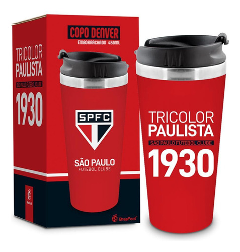 Copo Brasfoot Sao Paulo Denver 450ml Cod: 16485 Cor Vermelho