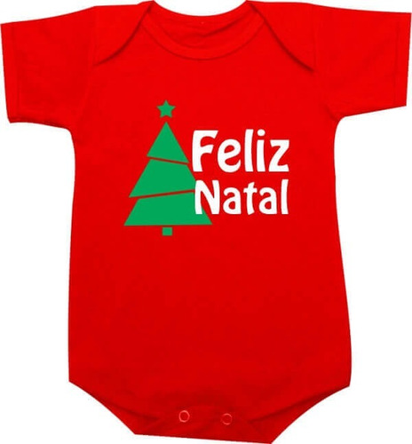 Body De Bebê Vermelho Unissex Feliz Natal - Árvore De Natal