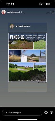 Terreno De 500 M2 Em Condomínio De Chácaras Em Rio Claro/sp,
