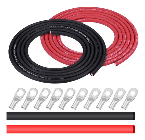 Cable  6 Awg De 10 Pies Negro  Batería De Soldadura Ultra Fl