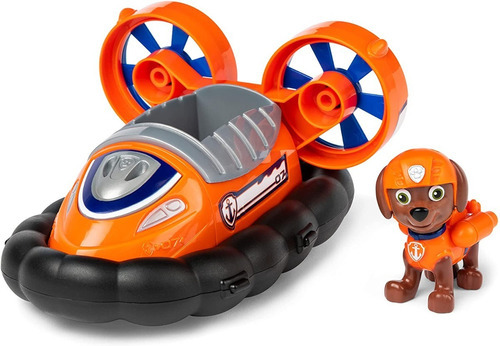 Muñeco Con Vehículo Zuma Hovercraft Paw Patrol Color Naranja