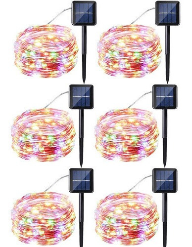 Paquete De 6 Luces Led De Alambre De Cobre Con Energía Solar