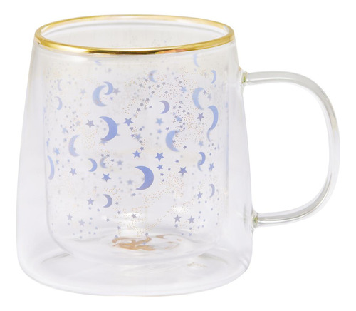 Taza Doble Vidrio Lunas Azules 250 Ml