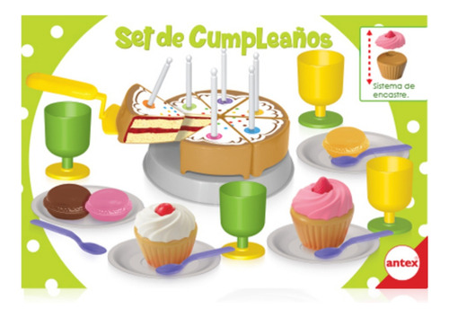 Set De Cumpleaños Juguete Infantil Torta Comida Juego Antex