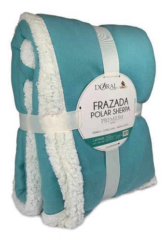 Frazada Polar Sherpa Premium 2 Plazas Doral Color Celeste