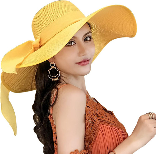 Sombrero Flexible Plegable Para Mujer, Sombrero De Paja Con