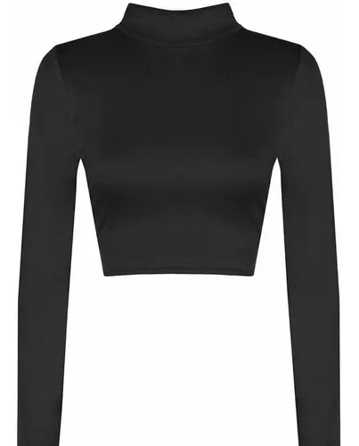 Crop Top Manga Larga Mujer Media Polera Top Sexy Moda Dama