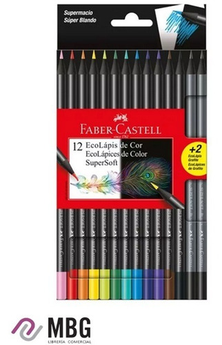 Imagen 1 de 3 de Lápices De Colores Faber Castell Súpersoft X12 + 2 Grafito