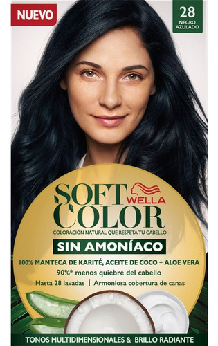 Kit Tintura Wella Professionals  Soft color Tinte de cabello tono 28 negro azulado para cabello