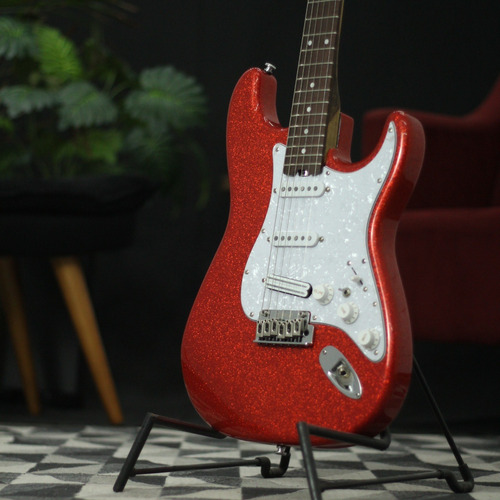 Guitarra Studebaker Stratocaster Sky Hawk Mhss Red Sparkle
