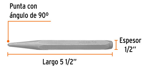 Punzón 1/2 Para Barrenar, Largo 5-1/2 , Truper 12222